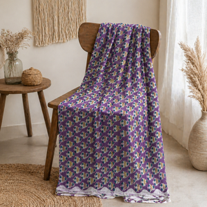 Tela de Algodón Morado para Confección de Ropa, Estampado a Mano, para Ropa de Mujer y Niña, Marcas de Prendas - Product Image 2