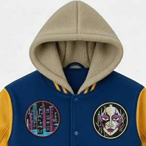 All Over Print Letterman Custom Logo Men Hooded Varsity Jackets Hot Selling Custom Cool Style Winter Baseball Jacket For <b>Boys</b> - Product Image 3