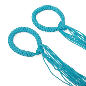 Cordon torsadé métallique turquoise avec pompon, matériau de nouage écologique enduit fait main pour le bricolage et les cordons de Muay Thai - Product Image 2