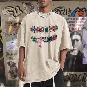 Camiseta de forro polar para hombre, oversize, de corte holgado, hombros caídos, manga corta, informal, de algodón, estilo streetwear, top oversize para hombre. - Product Image 5