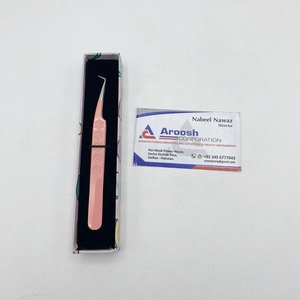 Pince à épiler professionnelle en acier inoxydable à 90 degrés avec revêtement en poudre rose vente en gros de logo personnalisé de haute qualité - Product Image 2