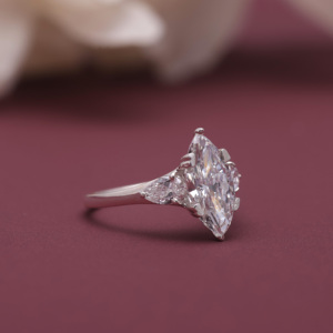 IGI Certified Lab Grown Marquise <b>Diamond</b> Three Stone Engagement <b>Ring</b> Solid 925 Sterling Silver Marquise Cut <b>Diamond</b> <b>Ring</b> - Product Image 3