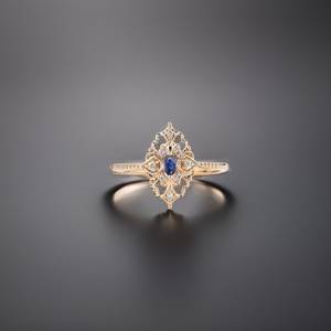 Bague en argent sterling 925 plaqué or 14 carats avec saphir bleu certifié IGI, ornée de pierres marquises, bijoux faits à la main pour femme, idéale pour les soirées - Product Image 1