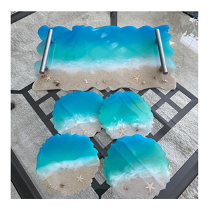 Plateau de service rectangulaire élégant et personnalisable en résine époxy pour la maison, les restaurants et les hôtels - Product Image 2
