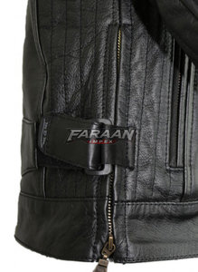Black Tan Canvas Genuine Leather Motorcycle <b>Jacket</b> Retro Racing Stripe Design Cafe <b>Racer</b> Custom Patch Letter Riding Outerwear - Product Image 3