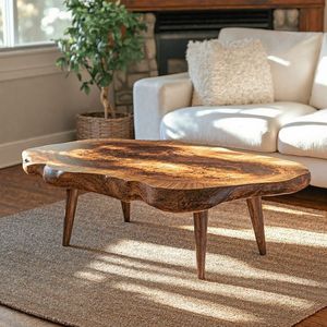 Table basse en bois massif de qualité supérieure pour une utilisation durable dans le salon, offrant robustesse et beauté naturelle - Product Image 1