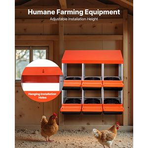 Nido per Galline a 6 Scomparti in Metallo Resistente alla Corrosione, Stabile, Inclinato 30-45 Pollici, Gabbie per Animali da Allevamento - Product Image 5