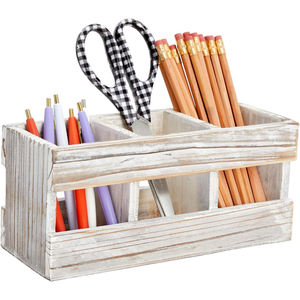 Elegante Portalápices de Madera Moderno con Acabado Natural, Organizador de Escritorio Multifuncional de Una Sola Capa Hecho a Mano para Oficina y Estudio - Product Image 6