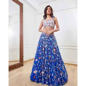 Ropa de fiesta Lehenga Choli 2XL con hermoso Bordado de hilo multicolor - Product Image 6