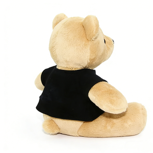 Peluche de felpa de pelo corto, color beige pálido, personalizado, con silueta clásica de oso redondeado. - Product Image 2