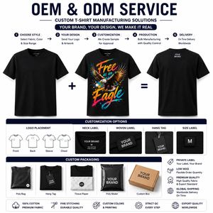 เสื้อยืดผู้ชายสีดำพิมพ์ลายฟรี แอน อีเกิล แขนสั้น คอกลม ทรงปกติ สวมใส่สบาย ผ้าฝ้ายเจอร์ซีย์ 100% ระบายอากาศได้ดี - Product Image 4