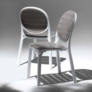 Armless Plastic <b>Chair</b> with Wood Grain Finish and Durable Lightweight Design for Indoor and <b>Outdoor</b> Use - Product Image 3