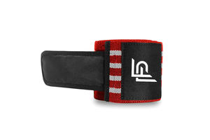 Long Adjustable <b>Knee</b> Wraps Red White Neoprene with Anti-Slip Design Maximum Compression & Breathable Fabric - Product Image 2