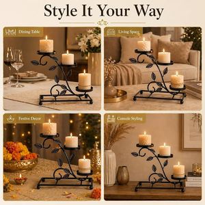 Candelabro de Hierro Negro Hecho a Mano con Diseño de Hoja, Personalizable con Impresión UV, para Decoración del Hogar, Marca Unicorn Handicraft - Product Image 3