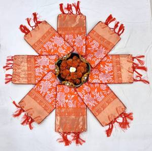 Sari de Seda Kanchipuram Naranja de Lujo para Mujer, Traje Tradicional Indio para Boda, Blusa Étnica Premium, Moda de Verano e Invierno - Product Image 6