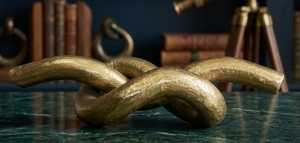 Escultura de Nudo Dorado de Diseño Moderno Hecha a Mano, Decoración de Mesa Metálica Abstracta Contemporánea, Decoración Elegante para el Hogar - Product Image 3