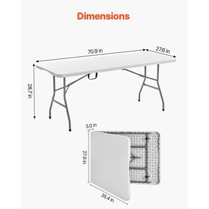 Tavolo Pieghevole Resistente da 6 Piedi per Interni ed Esterni, Rettangolare in Plastica con Maniglia Integrata, Portatile per Feste ed Eventi - Product Image 4