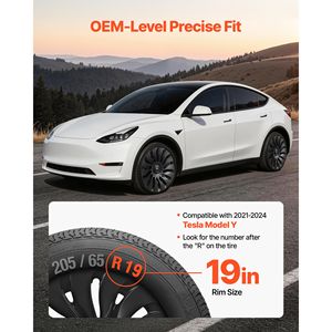 Copricerchi per Tesla Model Y 2021-2024, Set da 4 Pezzi, 19 Pollici, Copertura Cerchi Sostitutiva R19, Tappi Ruota a Scatto - Product Image 2