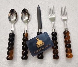 Minimalist Style 18/<b>8</b> Stainless Steel Flatware <b>Set</b> With Resin Handle <b>Dinnerware</b> Tableware Home Decor 5-Piece Cutlery <b>Set</b> - Product Image 2