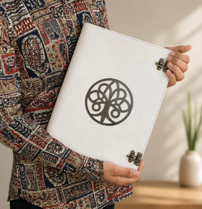 Diario de cuero repujado de 400 páginas, diseño Árbol de la Vida, libro de visitas para bodas, álbum de fotos, diario de cuero blanco hecho a mano - Product Image 2