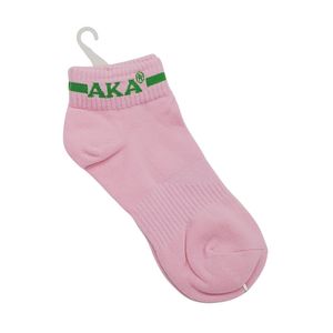 Chaussettes ras du cou pour femme rose et vertes, brodées de lettres grecques, chaussettes de mode en tricot extensible, décontractées, pour le sport et les activités quotidiennes - Product Image 1