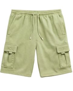 กางเกงขาสั้นคาร์โก้สีเขียวมะกอกอ่อนสำหรับผู้ชาย เอวยางยืด มีเชือกผูก เอวสม็อค สไตล์ลำลอง สตรีทแวร์ มีกระเป๋าข้าง กางเกงขาสั้นฤดูร้อน รับผลิตแบบ OEM - Product Image 1
