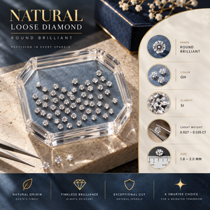 Piedras Naturales con Corte Brillante de 0.027-0.035 Ct, Color GH, Claridad SI, Diamantes Redondos de 1.8-2.0 MM para Manualidades |   Gemas Sueltas en Stock - Product Image 5