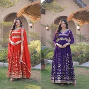 Lehenga Choli Dupatta brodé rouge pour femme, robe de soirée de mariage longue, Inde, Pakistan - Product Image 3