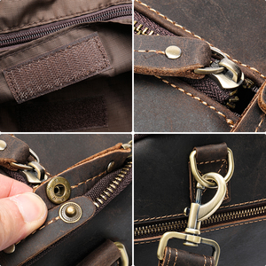 Men <b>Garment</b> Duffle <b>Bag</b> 2 in 1 Hanging Suit Leather Duffle <b>Bag</b> with Shoe Compartment Genuine Leather <b>Travel</b> <b>Bags</b> - Product Image 4