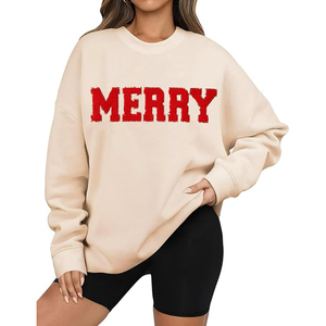 Sudadera de Navidad para Mujer con Estampado Gráfico y Parche de Chenilla, Cuello Redondo, Oversize, Invierno, con Capucha - ¡Gran Oferta! - Product Image 3