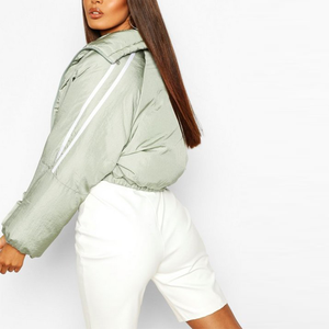 Chaqueta Acolchada de Invierno para Mujer, Talla Grande, Cálida, Transpirable, de Nailon Brillante, con Cierre de Cremallera, Estilo Corto - Product Image 3