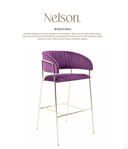 Velvet Upholstered <b>Foam</b> Filled Bar Stool Metal Frame Curved Back Chair Gold Finish Modern <b>Seating</b> for Kitchen Island Home Bar - Product Image 1