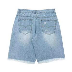 Shorts en jean blanc pour homme, 100% coton, coupe classique, qualité OEM supérieure, sur mesure. - Product Image 5