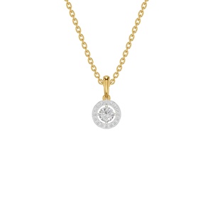 Collier pendentif halo en argent 925 plaqué or avec zircon rond, bijoux pour femme, cadeau pour mariage ou fête - Product Image 2