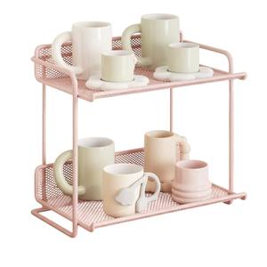2 Tier Kitchen Cup Drying <b>Rack</b> With Drain Tray Gold Metal Mug Holder Countertop Organizer Storage <b>Rack</b> For Water <b>Glasses</b> - Product Image 2