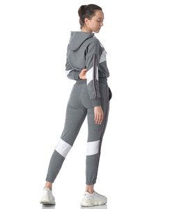 Conjunto de chándales transpirables para mujer con logotipo personalizado a granel, chándal de nailon de alta elasticidad, ropa de descanso de algodón 100% con cremallera completa - Product Image 2