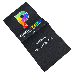 Etiquetas de Ropa Personalizadas con Logotipo Colorido, Cortadas con Láser, Estampadas en Caliente, de Poliéster Tejido, Plegadas al Centro, Etiquetas de Cuello al por Mayor - Product Image 2