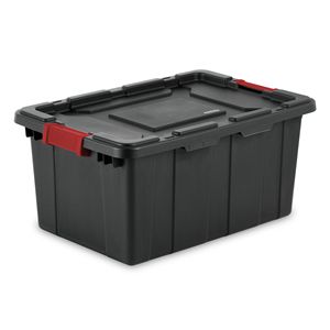 Set of 6 Black 15-Gallon Industrial Tote <b>Plastic</b> for <b>Garage</b> <b>Shelves</b> - Product Image 2