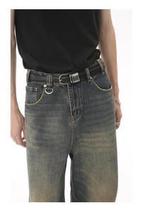 Pantalon en jean délavé coupe ample décontracté pour homme à prix abordable, imprimé, jambe large, vente en gros - Product Image 6