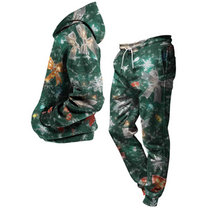 Chándal navideño estampado para hombre, con capucha, largo completo, de poliéster, informal, para invierno, con diseño de copo de nieve y lazo. - Product Image 5