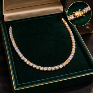 Cadena de tenis de diamantes de 22 pulgadas para mujer |   Diamantes Naturales de Oro Blanco de 9 Quilates, 0.25 Quilates, 4.1 mm, 34.5 Quilates, Joyería Premium, Comercio B2B - Product Image 4