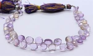 Perles de pierres précieuses en améthyste naturelle du Brésil, facettées en forme de cœur, type briolette, 6-6,5 mm, brin de 8 pouces, perles d'améthyste facettées - Product Image 5