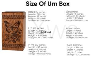 Urna de cremación de madera con diseño de mariposa y rosa, recuerdo conmemorativo hecho a mano para cenizas humanas, tamaño mediano 9x5.5, caja para urna. - Product Image 2
