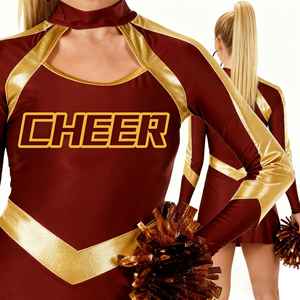 Conjunto Moderno de Top sin Mangas con Rayas Estampadas y Minifalda 100% Poliéster para Uniforme de Animadoras de Equipos Deportivos Universitarios - Product Image 4