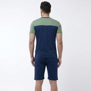 Metra Sports Men's Color Block T-Shirt And Shorts <b>Set</b> Crew Neck Cotton Casual Summer Outfit Breathable <b>Knitted</b> Two Piece - Product Image 2