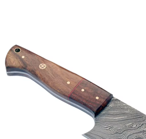 Cuchillo de Chef de Acero de Damasco, Forjado a Mano, Mango de Madera, Moderno, Ambidiestro, Cuchillo de Cocina Personalizado, Hoja de Prestigio Hecha a Mano, Acabado Cepillado - Product Image 4