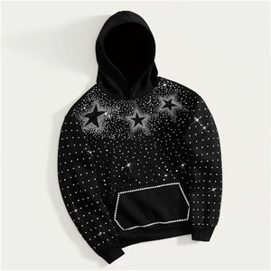 Ensemble de survêtement polaire oversize zippé pour homme avec strass, broderie effet vieilli, comprenant un sweat à capuche et un short de jogging - Product Image 3