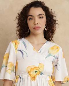 เดรสคอวี แขนครึ่งแขน ทรงพลิ้วระบายชั้นๆ ไซส์ใหญ่ เดรสยาวคลุมเท้า คอวี ดีไซน์ลำลอง แขนสั้น ราคาสุดคุ้ม - Product Image 3