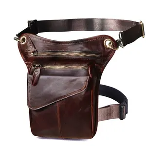 Pochete de cintura masculina, bolsa esportiva de couro genuíno, para cinto, carteira de cintura, quadril LKU-0680