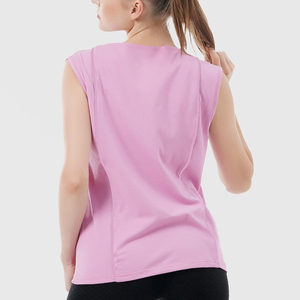 Camiseta sin Mangas para Mujer, Color Rosa, Cuello Redondo, Tejida, Transpirable, Deportiva, de Color Sólido, Largo Regular - Product Image 2